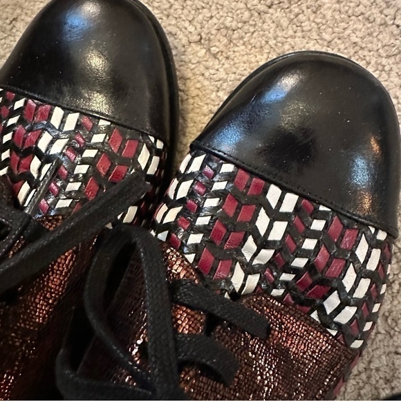 Vintage Chie Mihara brogues/heeled oxfords lace up textured leather sz 6 - Picture 4 of 11